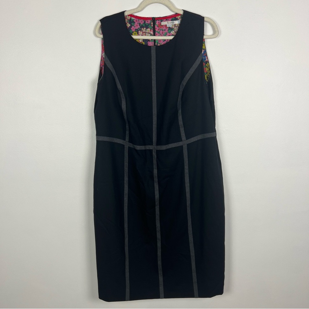 Boden Wool Blend Sleeveless Shift Dress Gray Piping Detail Size 16L